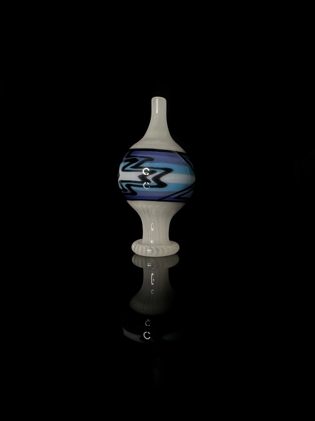 Windstar Glass - Tribal Bubble Cap White & Blue