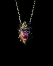 Load image into Gallery viewer, Blu Sun Glass &amp; Fearngully Glass Crescent Moon Wook Pendant w/KBS Lasso
