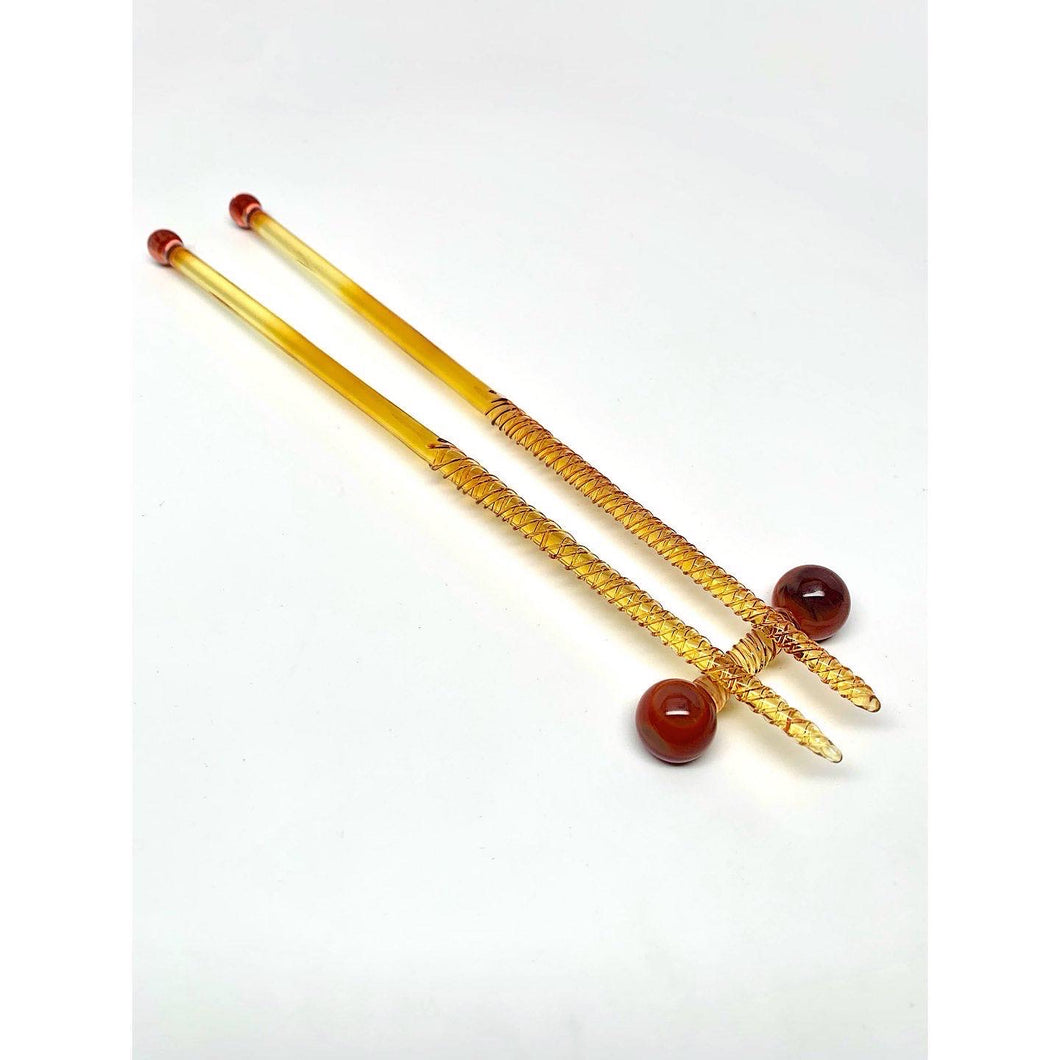 Gunnels Glass - Chopsticks with Rest - Yellow & Ruby
